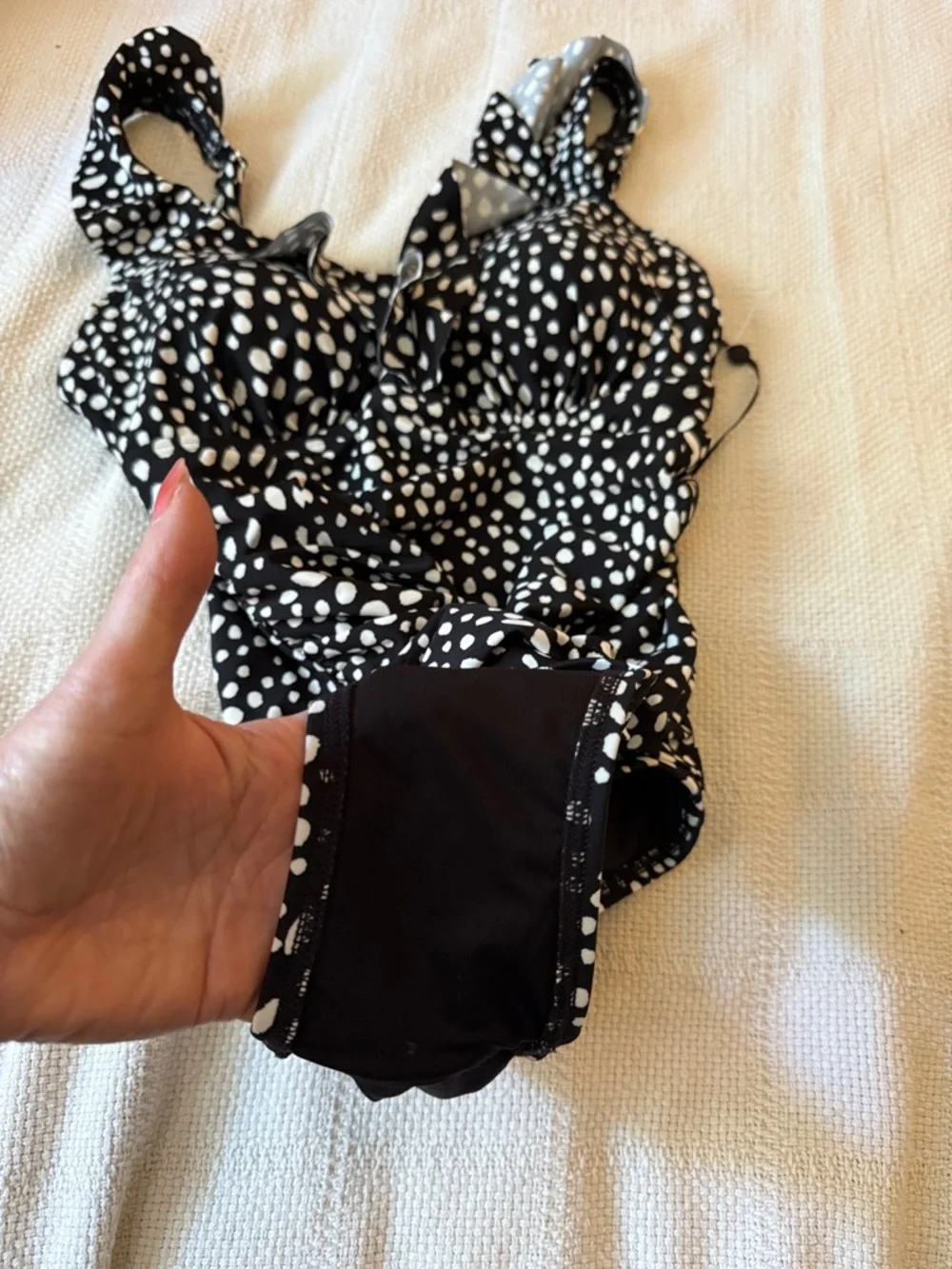 Dkny Black and White Polka Dot One-Piece Swimsuit - Picture 3 of 5